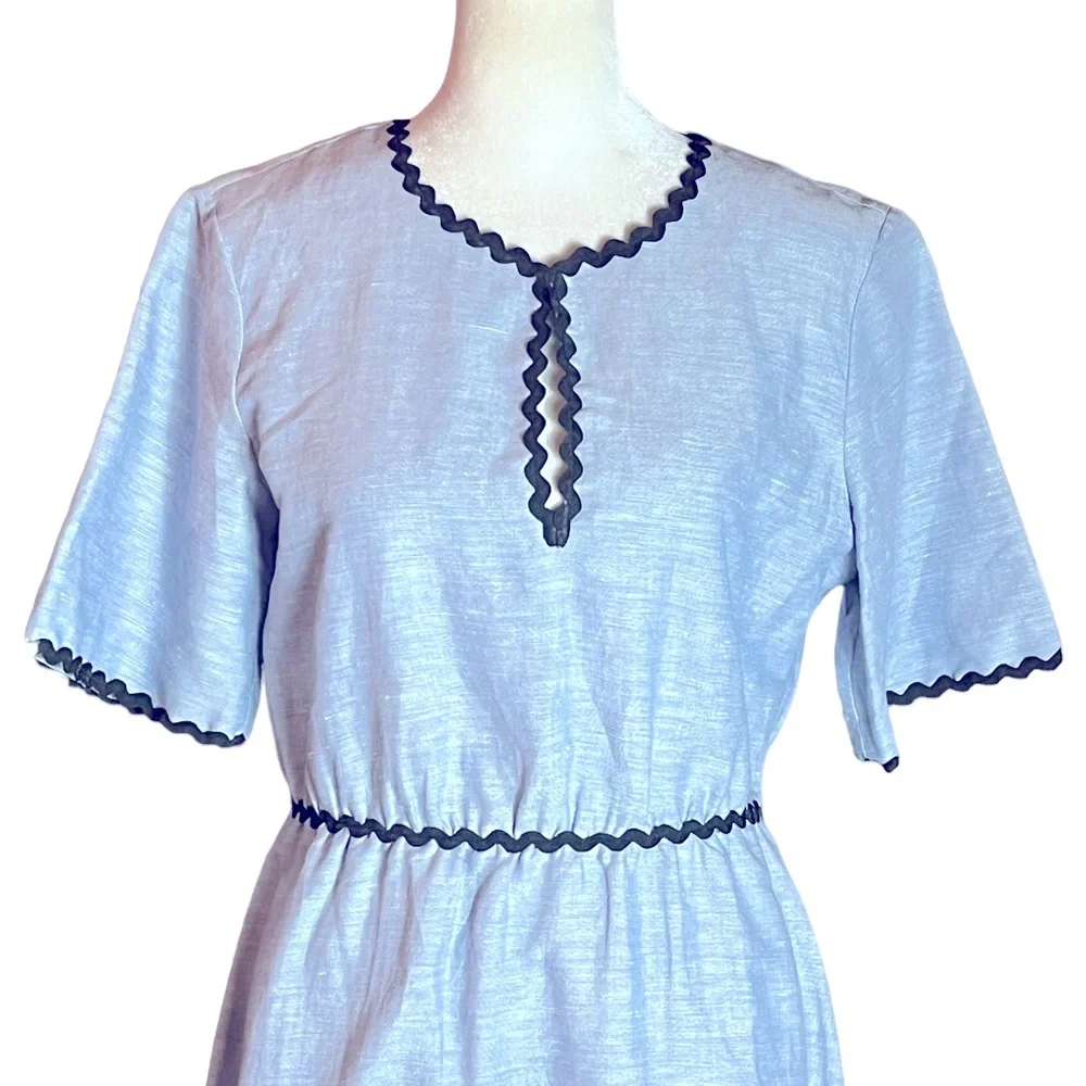 ANTHROPOLOGIE & OTHER STORIES BLUE LINEN BLEND DRESS VERY GOOD CONDITION…